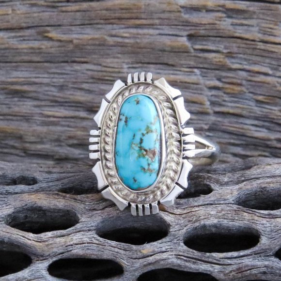 Turquoise Sterling Silver Women's Ring Size 8 1/4